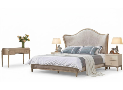 Lusso Moderno Letto 2 Comodini Letti Struttura Letto in Legno Camera da Letto Argento Nuovo