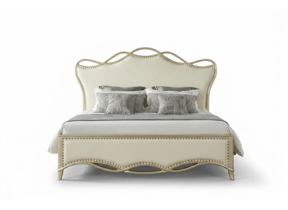 Letto design-camera da letto Letti Tessile di lusso Imbottiti sedile Tessuto Beige Mobili Nuovi