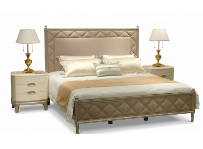 Camera da letto Letto Imbottito Design Mobili di Lusso Matrimoniale Beige Letti in Pelle