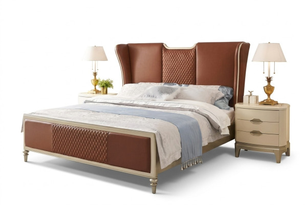 Letto di lusso marrone Letti Telaio letto matrimoniale Moderno Letto matrimoniale Camera da letto Nuovo