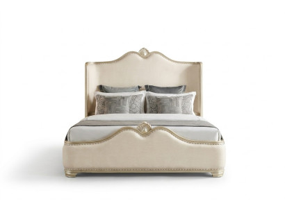 Letto 2x Comodini 3 pezzi. Camera da letto Beige Design di lusso Mobili Letti in legno