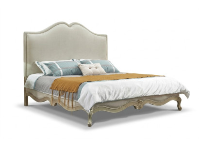Telaio del letto, struttura del letto matrimoniale, letto di lusso in legno, letti beige, letti matrimoniali da hotel.