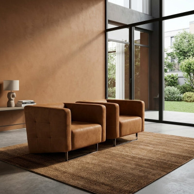 Sedia di lusso imbottita marrone, stile italiano, design moderno, mobili per il soggiorno, nuovo. 