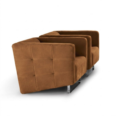 Sedia di lusso imbottita marrone, stile italiano, design moderno, mobili per il soggiorno, nuovo. 