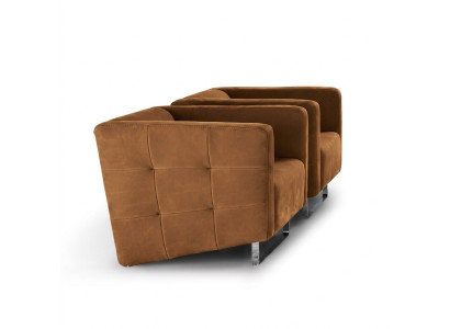 Sedia di lusso imbottita marrone, stile italiano, design moderno, mobili per il soggiorno, nuovo. 