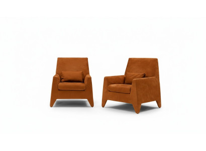 Poltrona seduta design moderno soggiorno imbottita monoposto tessuto marrone stile lusso
