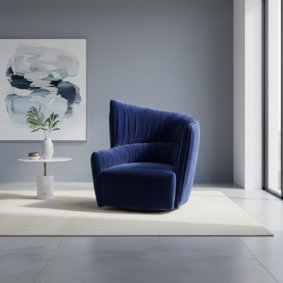 Poltrona di lusso, design moderno, blu, tessuto di design, salotto, nuovo