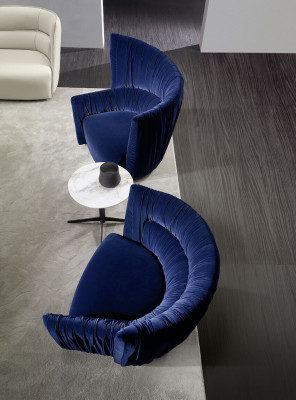 Poltrona monoposto stile italiano Imbottitura Legno Tessuto Prianera Di lusso Blu