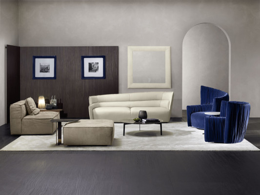 Poltrona monoposto stile italiano Imbottitura Legno Tessuto Prianera Di lusso Blu