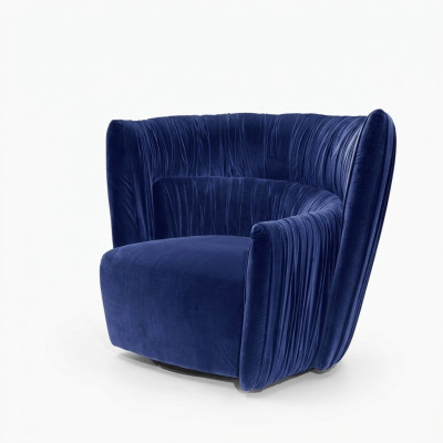 Poltrona monoposto stile italiano Imbottitura Legno Tessuto Prianera Di lusso Blu