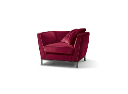 Poltrona monoposto di lusso, rivestita in rosso, design relax, mobili italiani Prianera nuovi.