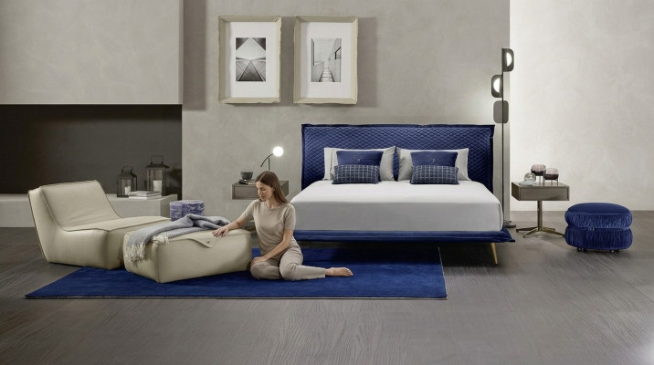 Letto matrimoniale Letti Struttura letto Letto Legno Camera da letto Blu Classico Prianera Nuovo