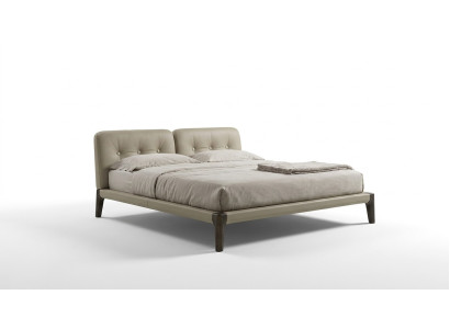 Moderne camera da letto matrimoniale beige in legno design letto Prianera