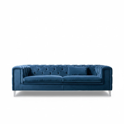 Divano 3 posti Blu in tessuto di lusso Design italiano per il soggiorno di mobili italiani