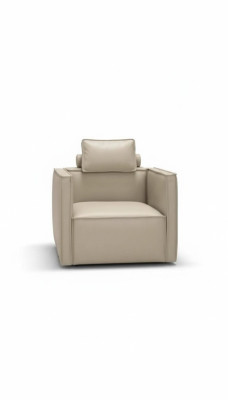 Poltrona monoposto, sedile imbottito, design in tessuto, seduta in pelle moderna grigia.