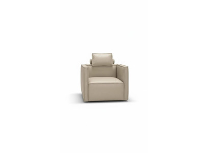 Poltrona monoposto, sedile imbottito, design in tessuto, seduta in pelle moderna grigia.