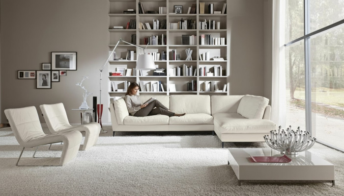 Prianera Divano Angolare in Pelle Design Moderno Forma a L per Soggiorno