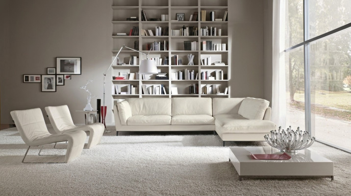 Prianera Divano Angolare in Pelle Design Moderno Forma a L per Soggiorno