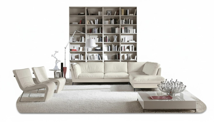 Prianera Divano Angolare in Pelle Design Moderno Forma a L per Soggiorno
