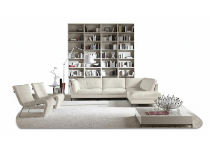 Prianera Divano Angolare in Pelle Design Moderno Forma a L per Soggiorno
