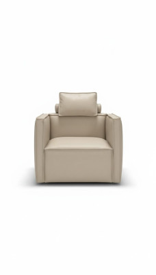 Poltrona monoposto di lusso 1 posto Imbottitura seduta Design Beige Seduta in pelle Prianera Nuova