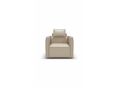 Poltrona monoposto di lusso 1 posto Imbottitura seduta Design Beige Seduta in pelle Prianera Nuova