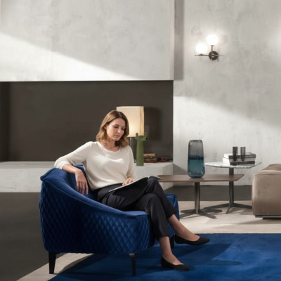 Poltrona Arredamento Moderno Tessuto Lounge Tessuto di lusso Seduta Relax Arredamento Blu Prianera
