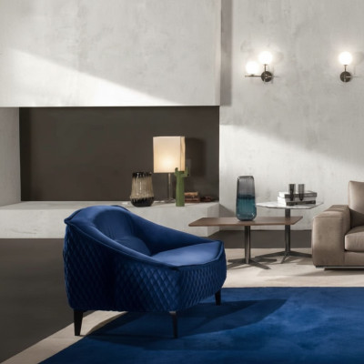 Poltrona Arredamento Moderno Tessuto Lounge Tessuto di lusso Seduta Relax Arredamento Blu Prianera