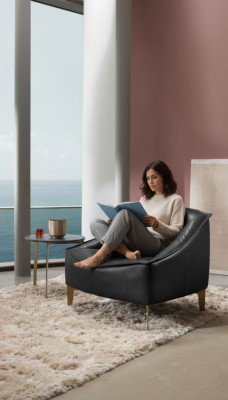 Poltrona Imbottita Design Moderno in Pelle Relax Poltrona Lounge di Lusso Soggiorno