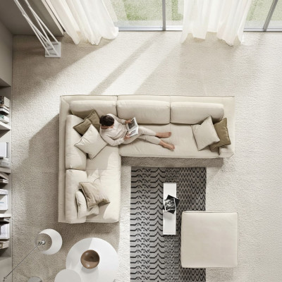 Soggiorno Divano ad Angolo Forma L Moderno Bianco Design Nuovo