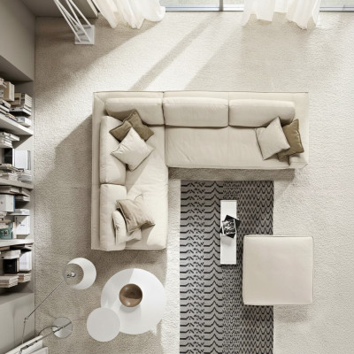 Soggiorno Divano ad Angolo Forma L Moderno Bianco Design Nuovo