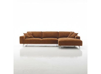 Divano d'angolo marrone design imbottitura divano tessile soggiorno forma a L divani Prianera