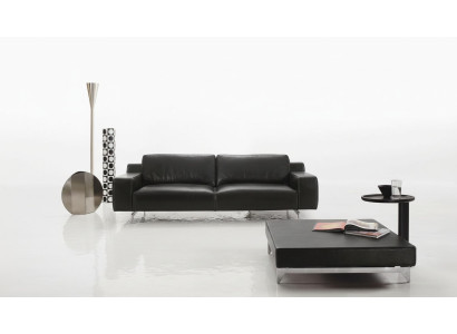 Divano di lusso a tre posti, divani a tre posti, design divano in pelle nera.