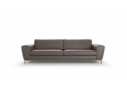 Divano moderno in pelle, divano design a tre posti grigio, divano a tre posti Prianera.
