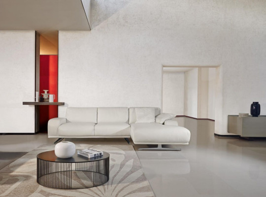 Divano angolare a L di lusso per il soggiorno, design del divano bianco, mobili italiani nuovi.