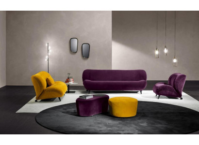 Moderno set di divani 3 posti + 2 posti, poltrona x2, poggiapiedi. Set divano designer per soggiorno elegante.