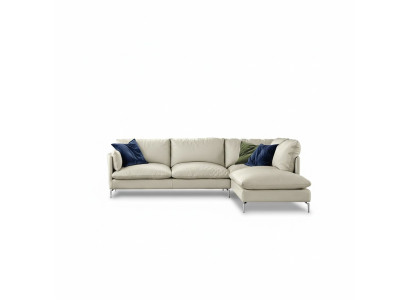 Divano ad angolo a L in pelle di design di lusso, nuovo divano imbottito a forma di L.