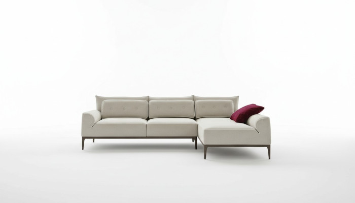 Divano d'angolo design moderno grigio tessuto ad L Salotto divano PRIANERA