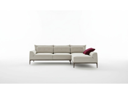 Divano d'angolo design moderno grigio tessuto ad L Salotto divano PRIANERA