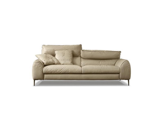 Salotto Divano in Pelle Beige a Due Posti Design Divani Divani Imbottiti 2 Posti Prianera