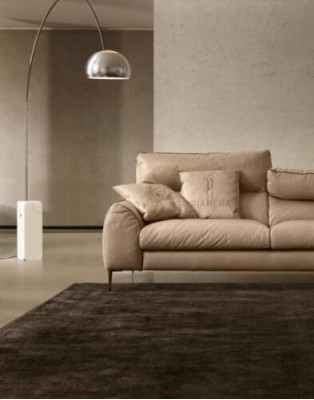 Salotto Divano in Pelle Beige a Due Posti Design Divani Divani Imbottiti 2 Posti Prianera
