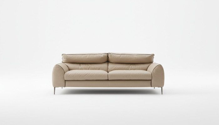 Salotto Divano in Pelle Beige a Due Posti Design Divani Divani Imbottiti 2 Posti Prianera