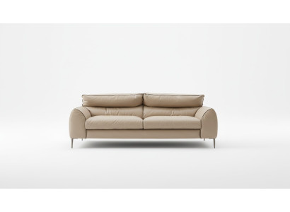 Salotto Divano in Pelle Beige a Due Posti Design Divani Divani Imbottiti 2 Posti Prianera
