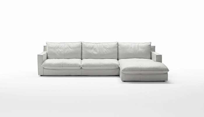 Divano angolare in pelle a L con design di lusso bianco per soggiorno PRIANERA