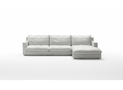 Divano angolare in pelle a L con design di lusso bianco per soggiorno PRIANERA