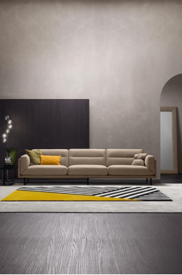 Completo set di divani Divano beige Sofa 4+3 posti in pelle