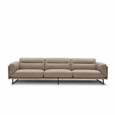 Divano 4 posti Divani in pelle design di lusso Beige divano di design di lusso a quattro posti xxl