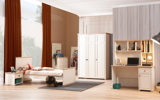 Letto Letto singolo Comodino Camera da letto 2 pezzi Moderno Mobili di lusso Nuovo