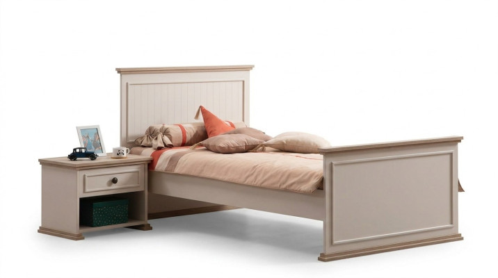 Letto Letto singolo Comodino Camera da letto 2 pezzi Moderno Mobili di lusso Nuovo
