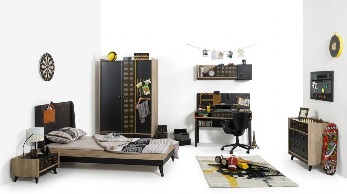 Set camera da letto per bambini letto comodino armadio cassettiera camera da letto 6 pezzi.